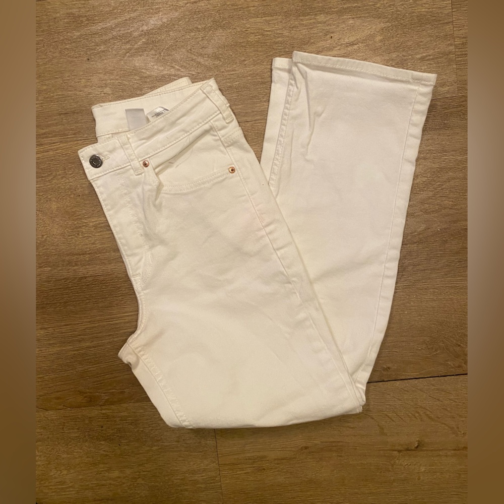 NWOT &denim White Straight High-Waisted Ankle Denim Jean White Size 2 Stretch